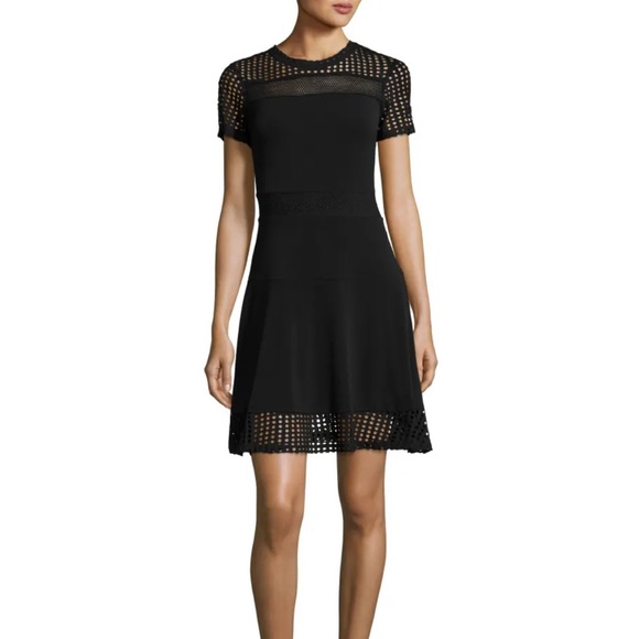 Michael Kors Black Mesh Combo Dress - Picture 1 of 7